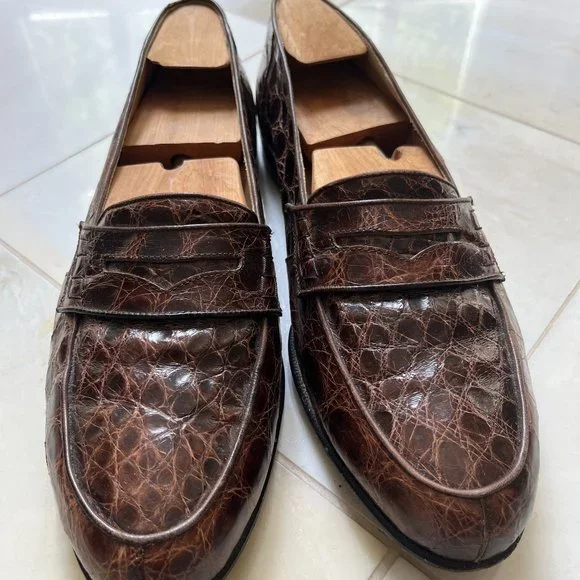 Brown Lorenzi Banfi Loafers Lorenzo Banfi Aniline Leather Venetian Loafers Shoes 7.5  main image 4